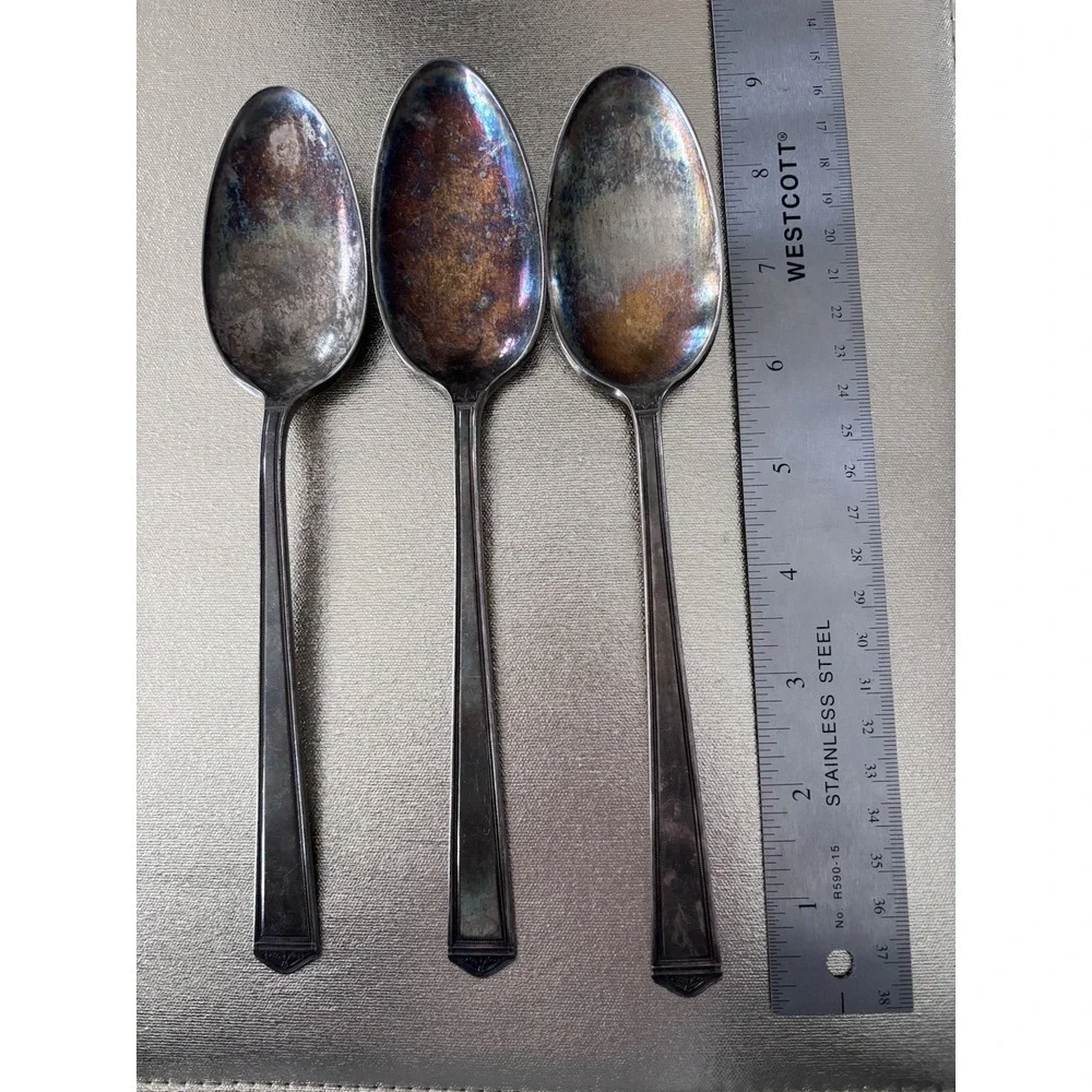 3 Tablespoons Vintage 1847 Rodgers‎ Silver Plate Spoons 3002